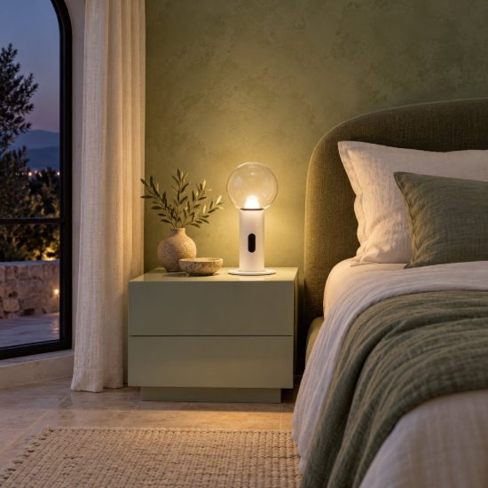 Abat-jour led 11w 3000k dimmerabile con sensore per comodino moderno bianco