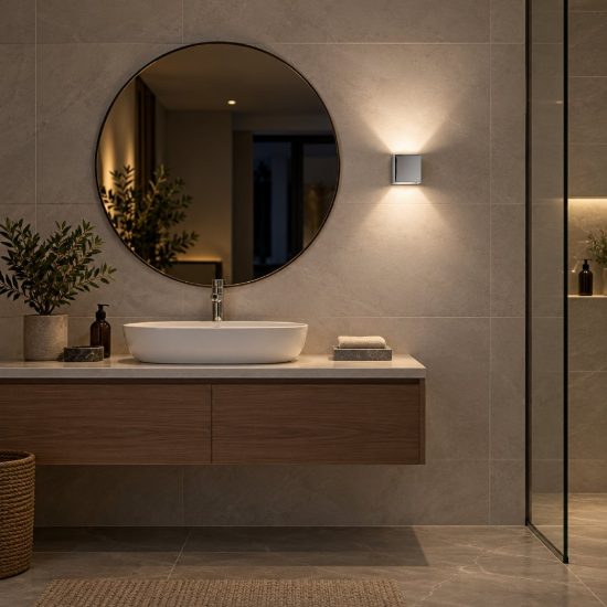 Applique quadrata per bagno moderna cromo led 7w cct 2200k 2700k 3000k ip54