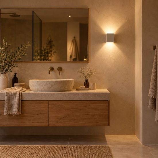 Applique quadrata per bagno moderna tortora led 7w cct 2200k 2700k 3000k ip54
