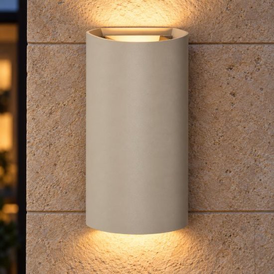 Applique da esterno semicilindrica moderna tortora led 10w cct 2200k 2700k 3000k ip54