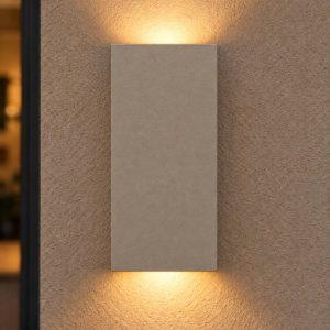 Applique da esterno rettangolare moderna tortora led 10w cct 2200k 2700k 3000k ip54