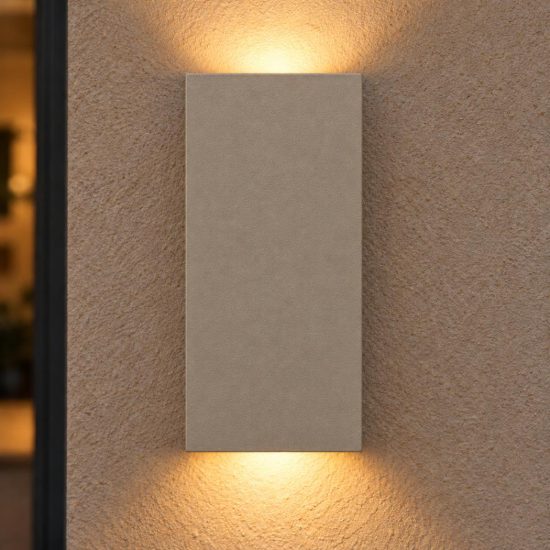 Applique da esterno rettangolare moderna tortora led 10w cct 2200k 2700k 3000k ip54