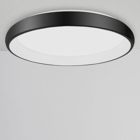 Plafoniera tonda led 50w 3000k dimmerabile per soggiorno moderna nera sabbiata