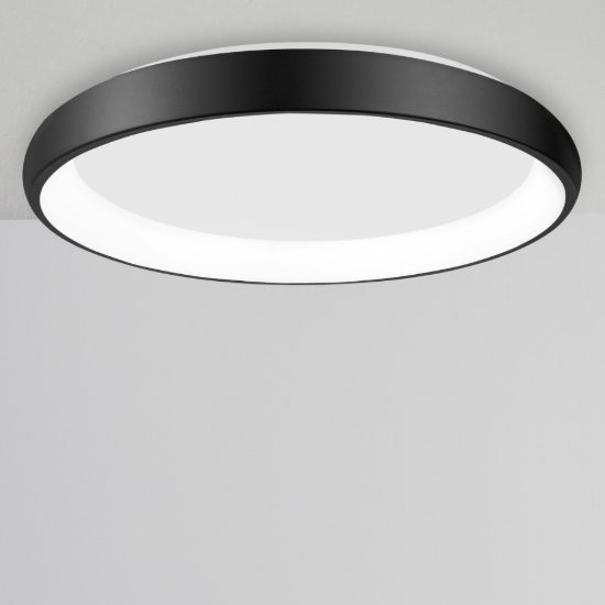 Plafoniera tonda led 50w 3000k dimmerabile per soggiorno moderna nera sabbiata