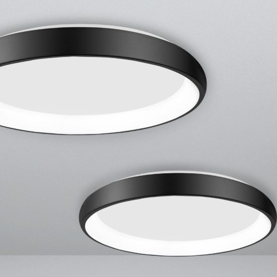 Plafoniera tonda led 50w 3000k dimmerabile per soggiorno moderna nera sabbiata