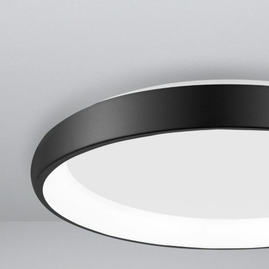 Plafoniera tonda led 50w 3000k dimmerabile per soggiorno moderna nera sabbiata