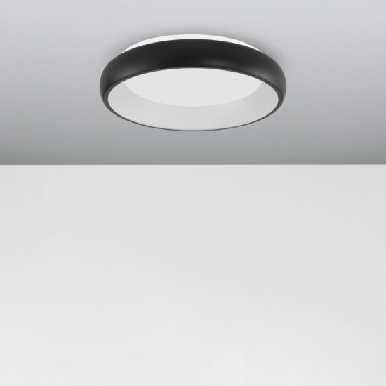 Plafoniera tonda led 32w 3000k dimmerabile per camera da letto moderna nera sabbiata