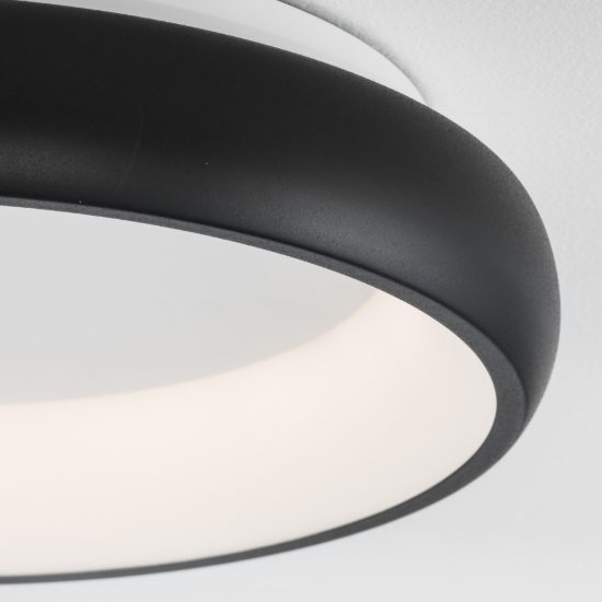 Plafoniera tonda led 32w 3000k dimmerabile per camera da letto moderna nera sabbiata