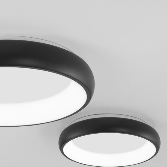 Plafoniera tonda led 32w 3000k dimmerabile per camera da letto moderna nera sabbiata