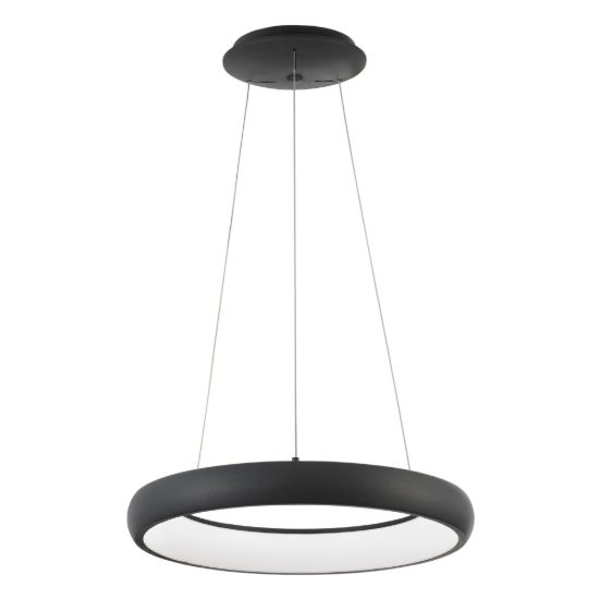 Lampadario a sospensione ad anello led 32w 3000k dimmerabile per ingresso nero sabbiato