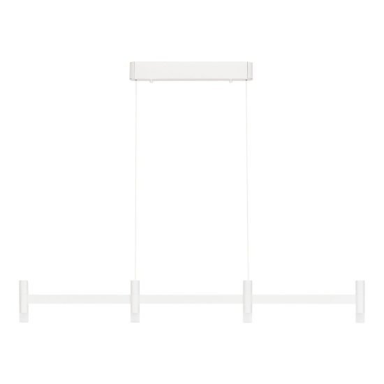 Lampadario a sospensione lineare a 4 luci led 17w 3000k dimmerabile per cucina bianco sabbiato