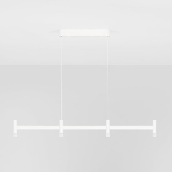 Lampadario a sospensione lineare a 4 luci led 17w 3000k dimmerabile per cucina bianco sabbiato