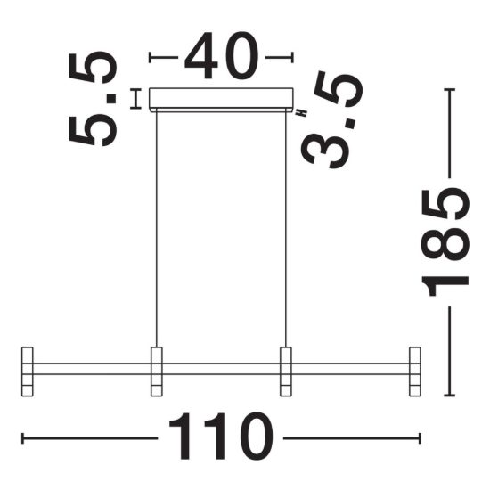 Lampadario a sospensione lineare a 4 luci led 17w 3000k dimmerabile per cucina bianco sabbiato
