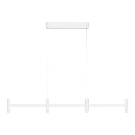 Lampadario a sospensione lineare a 4 luci led 17w 2700k dimmerabile per cucina bianco sabbiato