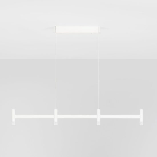 Lampadario a sospensione lineare a 4 luci led 17w 2700k dimmerabile per cucina bianco sabbiato