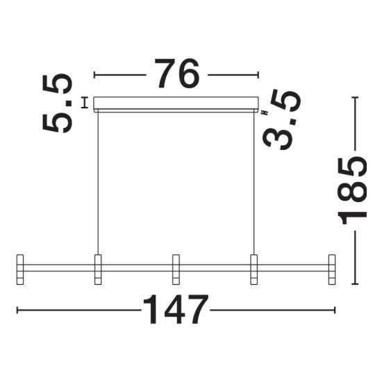 Lampadario a sospensione lineare a 5 luci led 21w 2700k dimmerabile per cucina bianco sabbiato