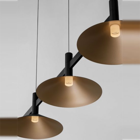Paralume conico di ricambio per lampadario a sospensione lineare nero sabbiato e oro