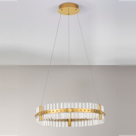 Lampadario a sospensione ad anello led 45w 3500k dimmerabile per camera da letto oro platino