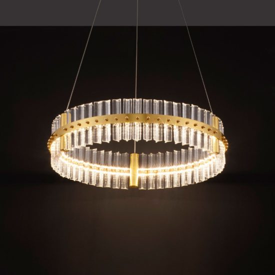 Lampadario a sospensione ad anello led 45w 3500k dimmerabile per camera da letto oro platino