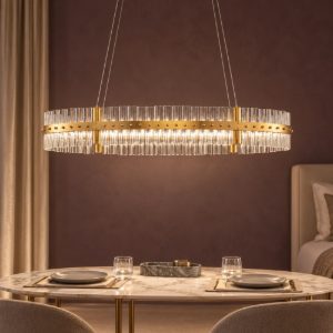 Lampadario a sospensione ovale led 45w 3500k dimmerabile per camera da letto oro platino