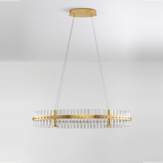 Lampadario a sospensione ovale led 45w 3500k dimmerabile per camera da letto oro platino