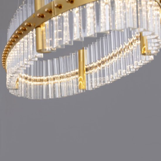Lampadario a sospensione ovale led 45w 3500k dimmerabile per camera da letto oro platino