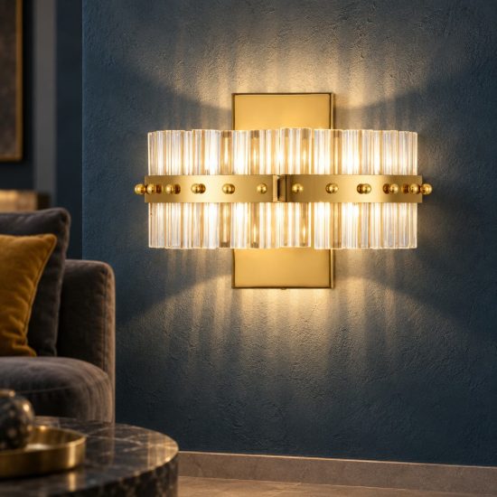 Applique da parete led 19w 3500k per soggiorno classica oro platino