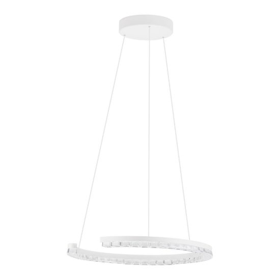 Lampadario a sospensione ad anello led 21w 3000k dimmerabile per soggiorno bianco sabbiato