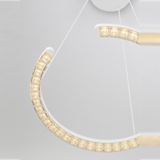 Lampadario a sospensione ad anello led 21w 3000k dimmerabile per soggiorno bianco sabbiato