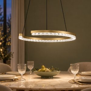 Lampadario a sospensione ad anello led 21w 3000k dimmerabile per soggiorno oro