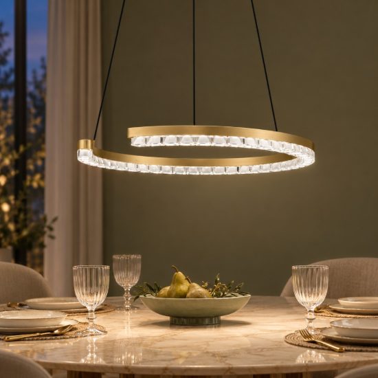 Lampadario a sospensione ad anello led 21w 3000k dimmerabile per soggiorno oro