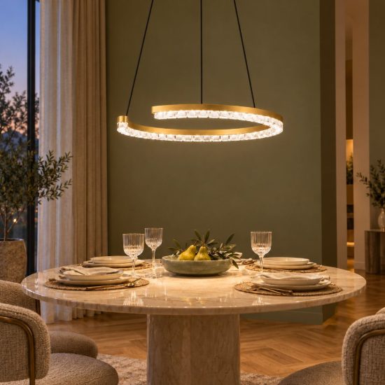Lampadario a sospensione ad anello led 21w 3000k dimmerabile per soggiorno oro