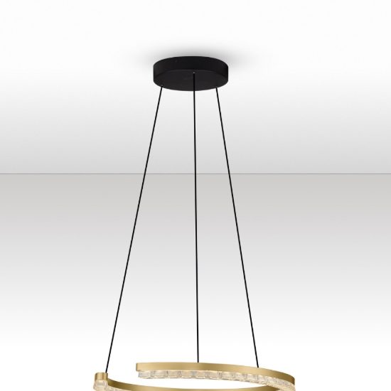 Lampadario a sospensione ad anello led 21w 3000k dimmerabile per soggiorno oro