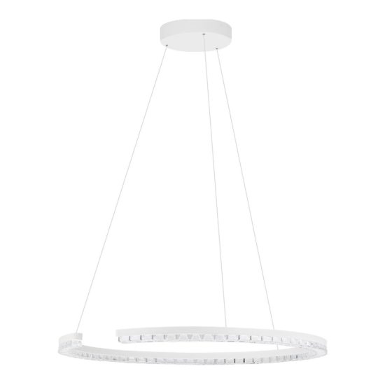 Lampadario a sospensione ad anello led 30w 3000k dimmerabile per soggiorno bianco sabbiato