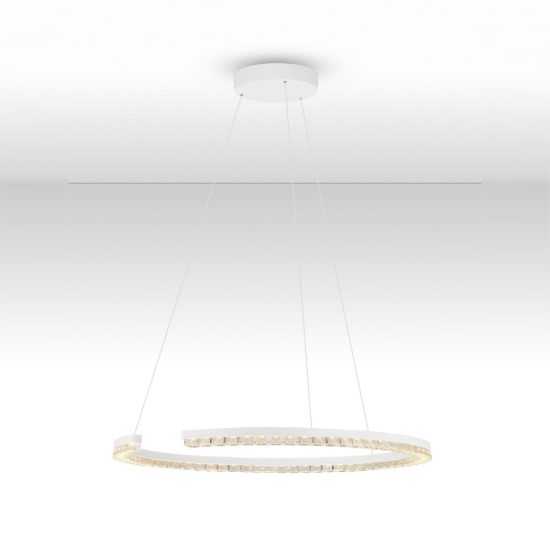 Lampadario a sospensione ad anello led 30w 3000k dimmerabile per soggiorno bianco sabbiato