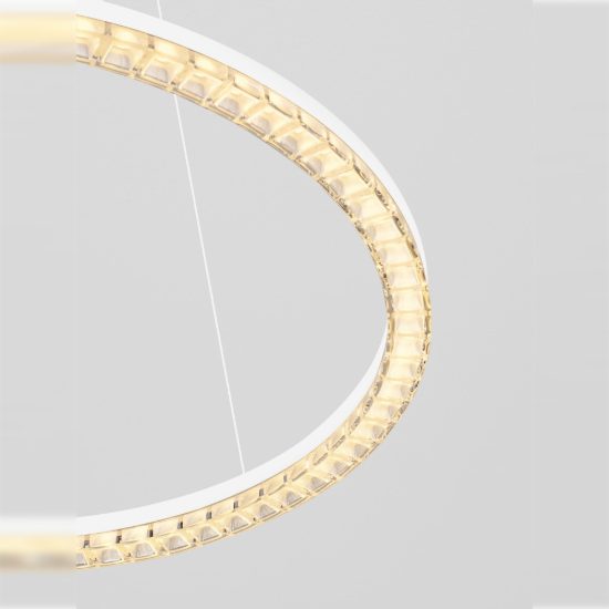 Lampadario a sospensione ad anello led 30w 3000k dimmerabile per soggiorno bianco sabbiato
