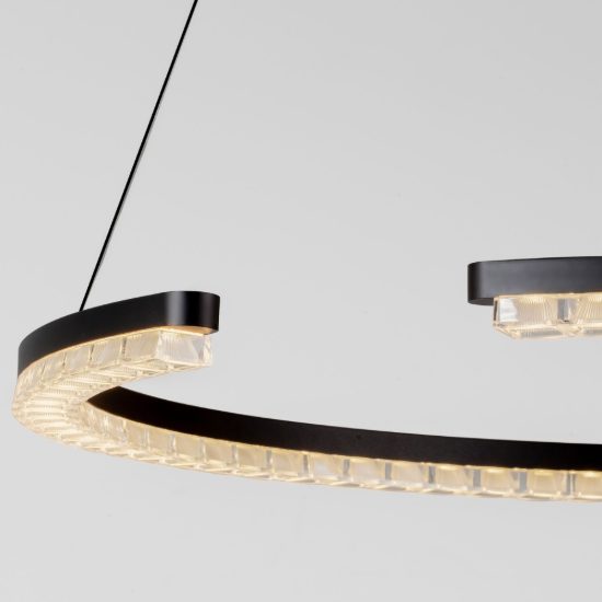 Lampadario a sospensione ad anello led 30w 3000k dimmerabile per soggiorno nero sabbiato
