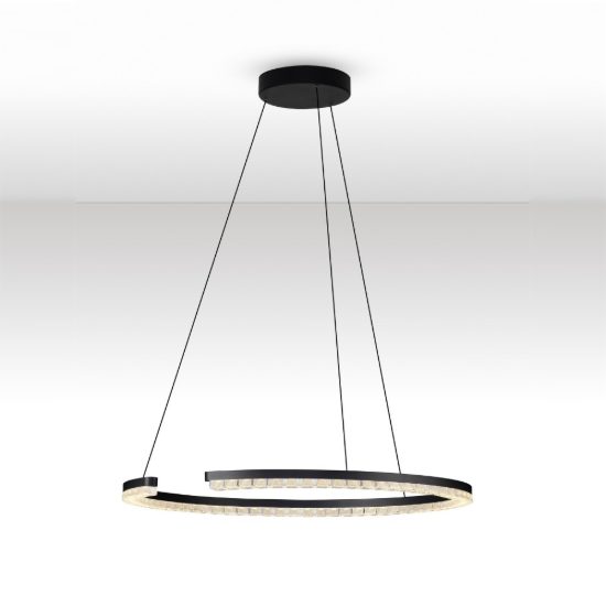 Lampadario a sospensione ad anello led 30w 3000k dimmerabile per soggiorno nero sabbiato