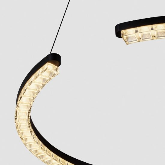 Lampadario a sospensione ad anello led 30w 3000k dimmerabile per soggiorno nero sabbiato