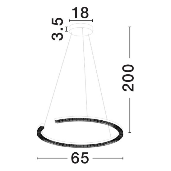 Lampadario a sospensione ad anello led 30w 3000k dimmerabile per soggiorno nero sabbiato