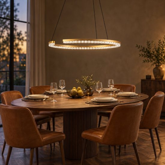 Lampadario a sospensione ad anello led 30w 3000k dimmerabile per soggiorno oro