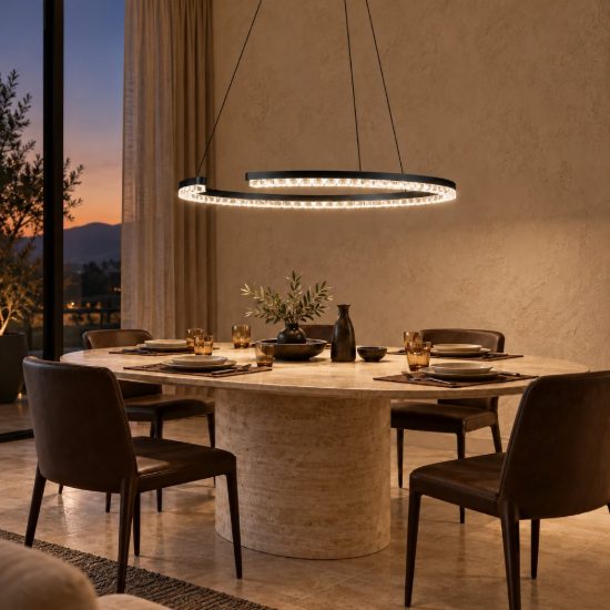 Lampadario a sospensione ad anello led 43w 3000k dimmerabile per soggiorno nero sabbiato
