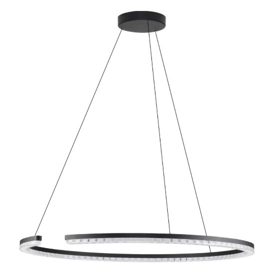 Lampadario a sospensione ad anello led 43w 3000k dimmerabile per soggiorno nero sabbiato