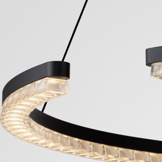 Lampadario a sospensione ad anello led 43w 3000k dimmerabile per soggiorno nero sabbiato