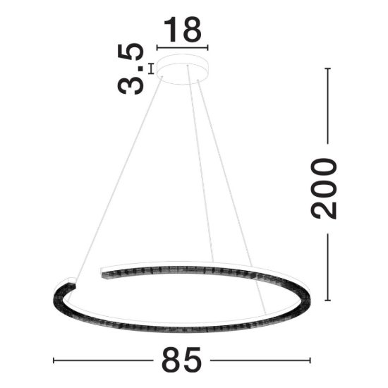 Lampadario a sospensione ad anello led 43w 3000k dimmerabile per soggiorno nero sabbiato