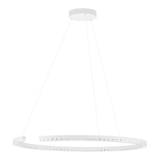 Lampadario a sospensione ad anello led 43w 3000k dimmerabile per soggiorno bianco sabbiato
