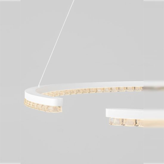 Lampadario a sospensione ad anello led 43w 3000k dimmerabile per soggiorno bianco sabbiato