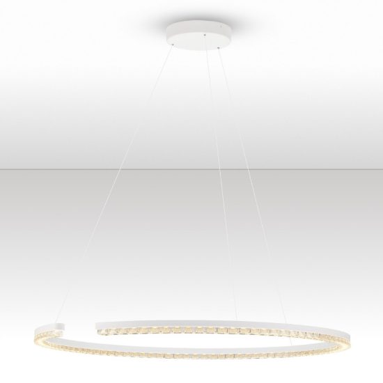 Lampadario a sospensione ad anello led 43w 3000k dimmerabile per soggiorno bianco sabbiato