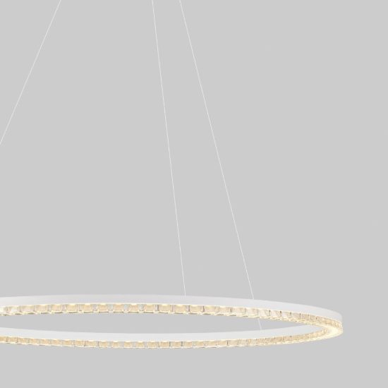 Lampadario a sospensione ad anello led 43w 3000k dimmerabile per soggiorno bianco sabbiato