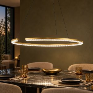 Lampadario a sospensione ad anello led 43w 3000k dimmerabile per soggiorno oro